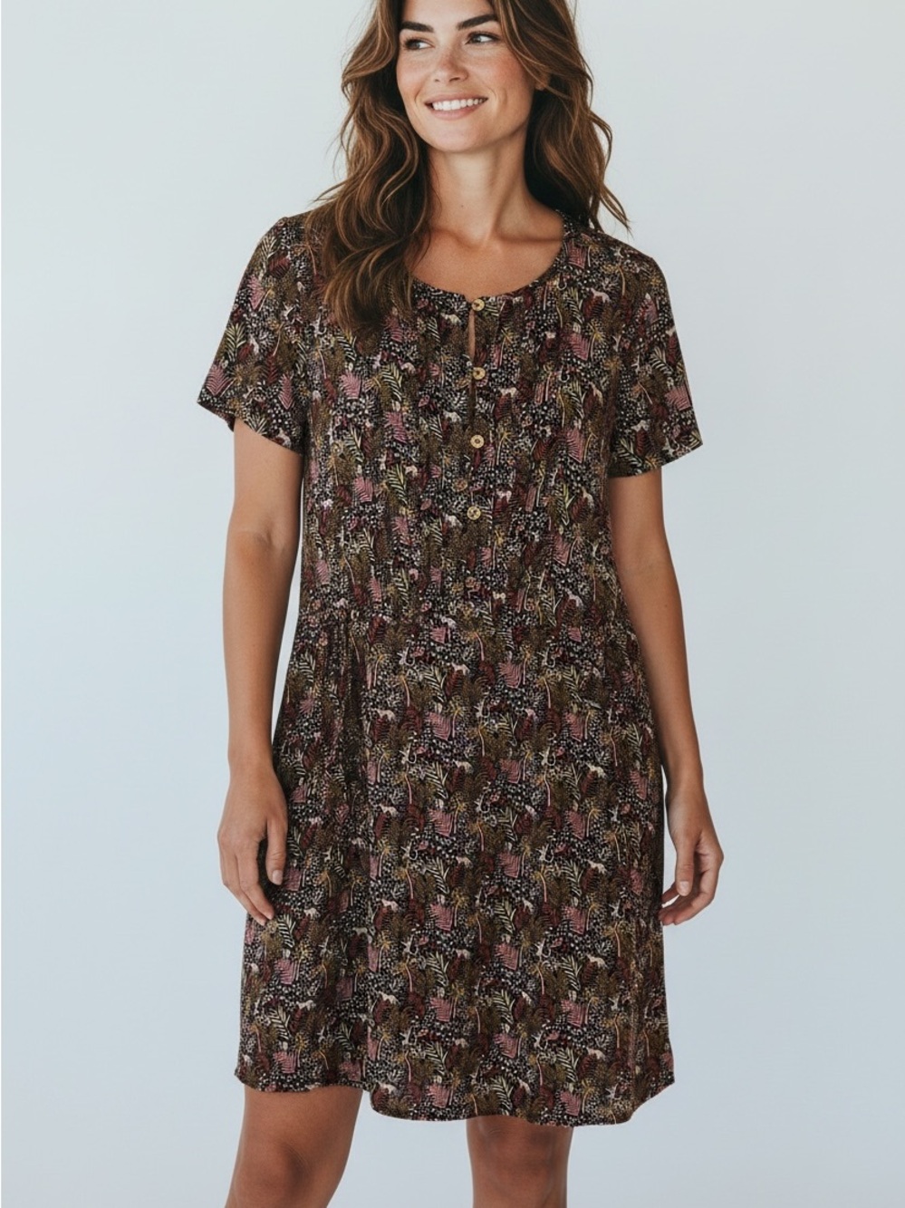 Loft Women’s Jungle Animal Multicolor Short Sleeve Dress